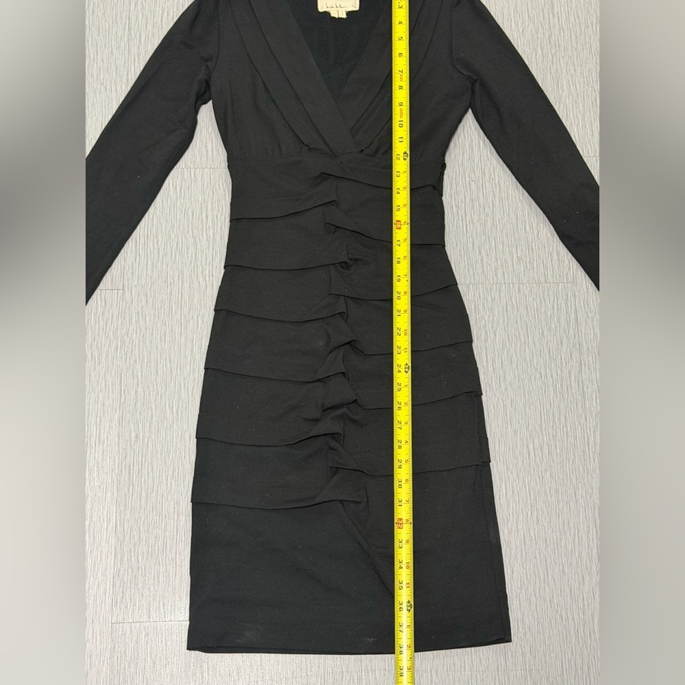 Nicole Miller Atelier Little Black Bandage Dress Long Sleeve V-Neck Bodycon XS - Picture 5 of 11